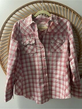 Authentic Cabi western Red and White Plaid Snap-Front Shirt size L